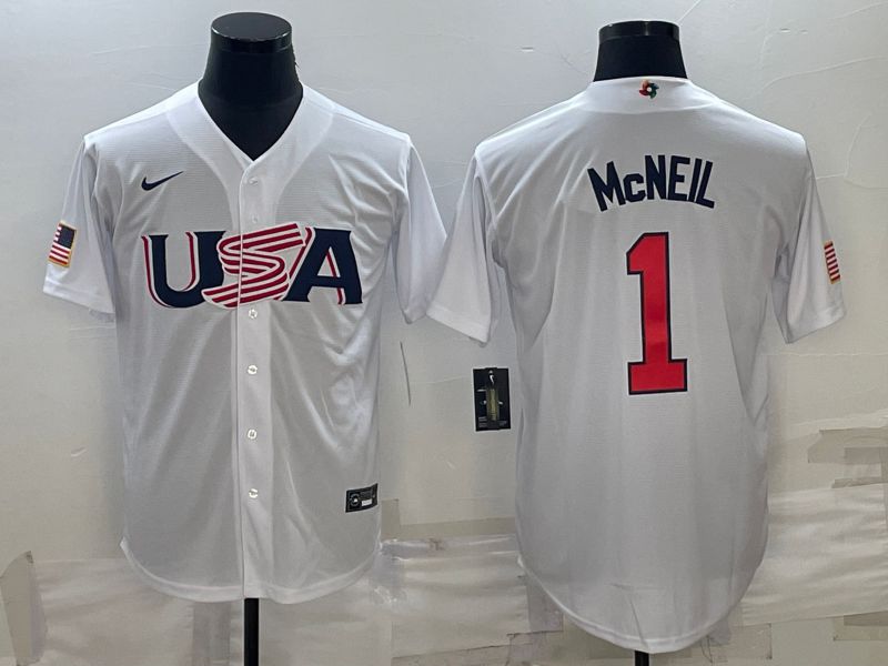 Men 2023 World Cub USA #1 Mcneil White Nike MLB Jersey3->more jerseys->MLB Jersey
